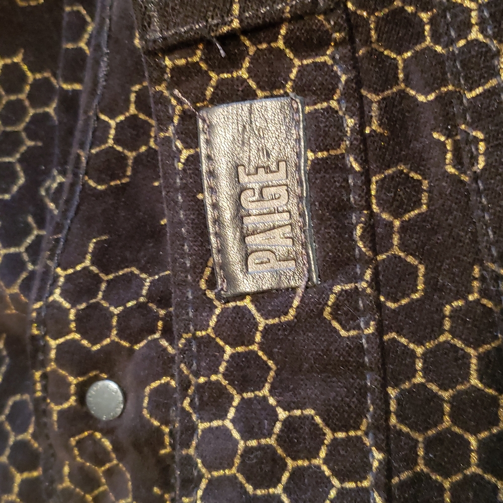 Paige USA NEW Velvet Verdugo Honeycomb Ultra Skinny Jeans Black Gold Womens 🎉HP - Picture 9 of 15